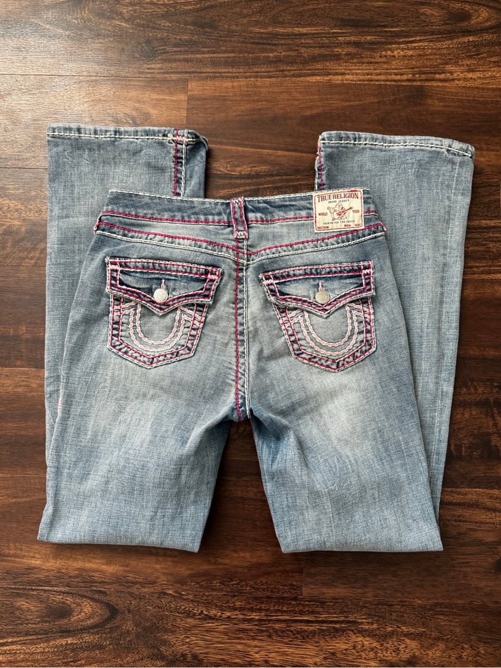 2000s True Religion Pink Stitch Low Rise Bootcut Jeans 💖 - Picture 4 of 8